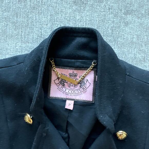 Rare! Juicy Couture Double Breasted Black Wool Blazer - Picture 2 of 6